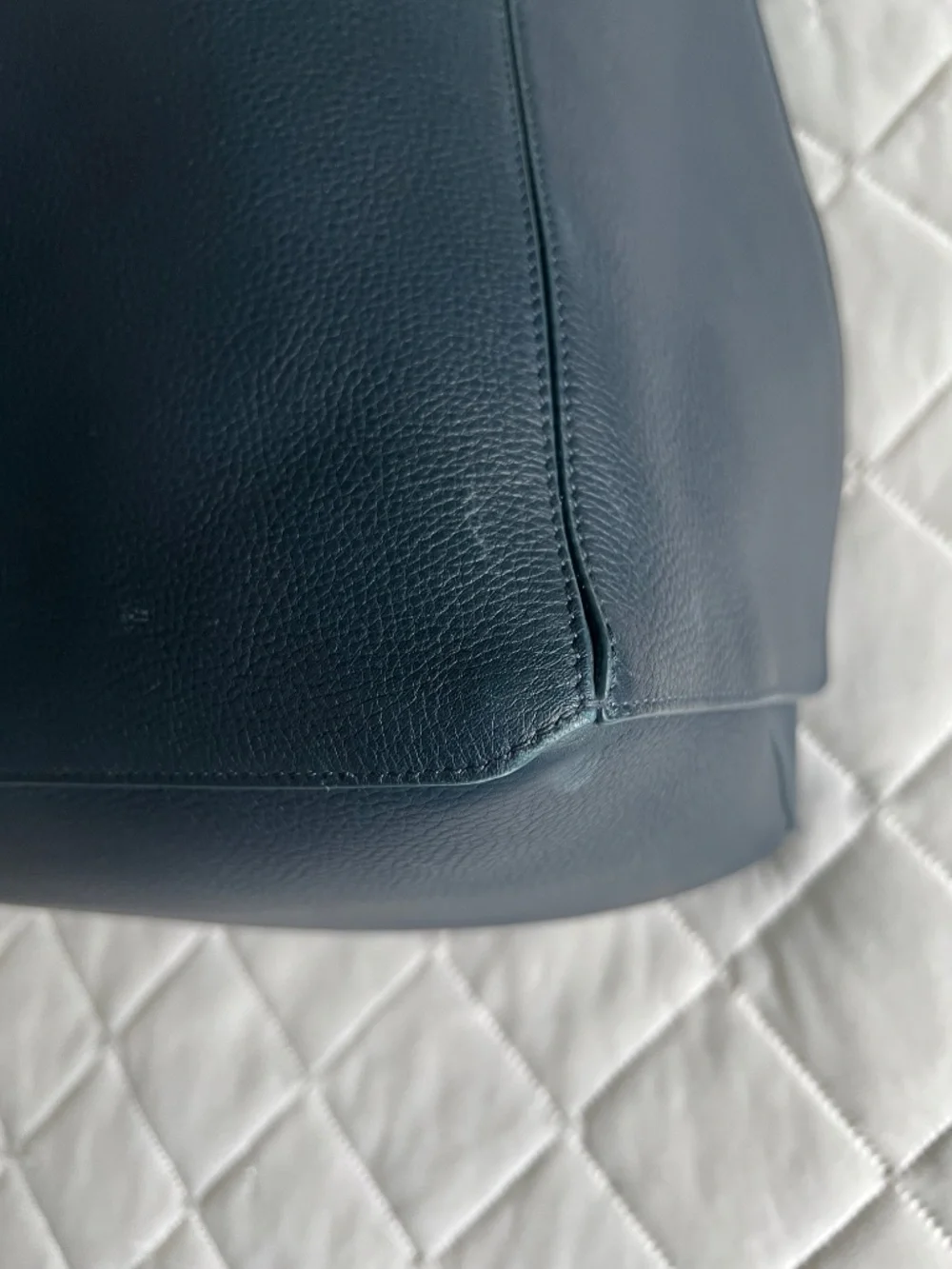 Loro Piana Navy Leather Large Folded Hobo Bag
